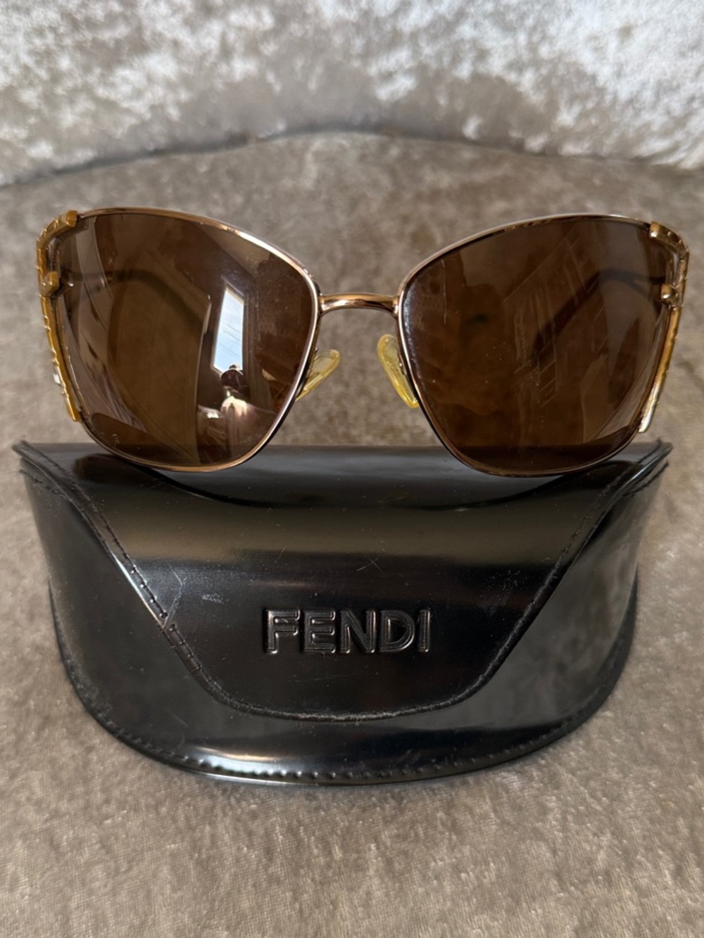 Fendi Brown Lensed Sunglasses with Gold-Tone Frame